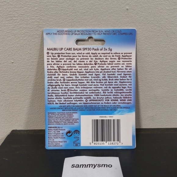 Malibu Sun, Wind and Sweat Resistant Lip Care Balm with SPF 30 , 3pk - Picture 2 of 2